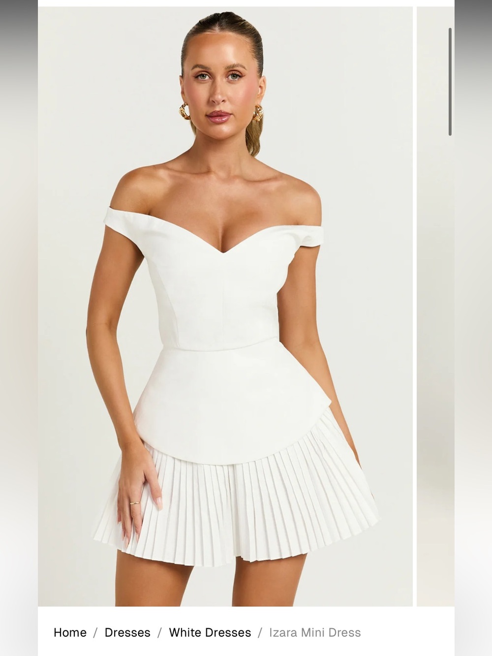 White Off The Shoulder ShowPo Dress With Pleats